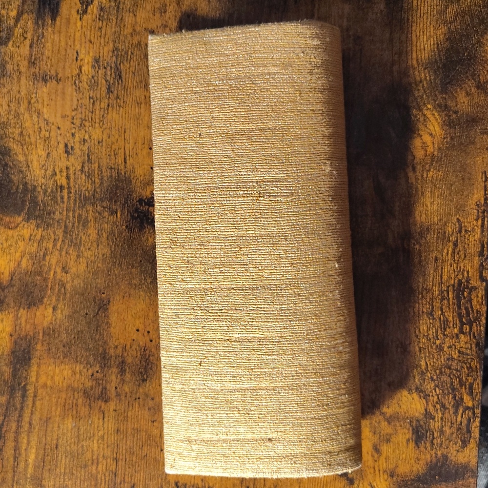 Fabindia Beige and Gold Textured Clutch